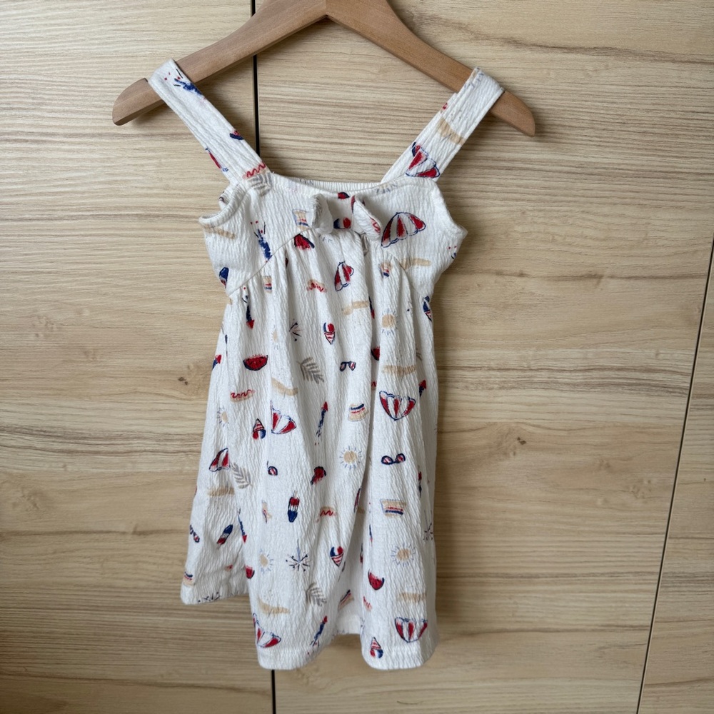 Carter's Cream Dress with Red and Blue Nautical Print